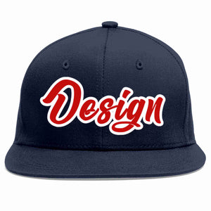 Conception personnalisée de casquette de baseball de sport à avant-toit plat rouge-blanc marine pour hommes/femmes/jeunes