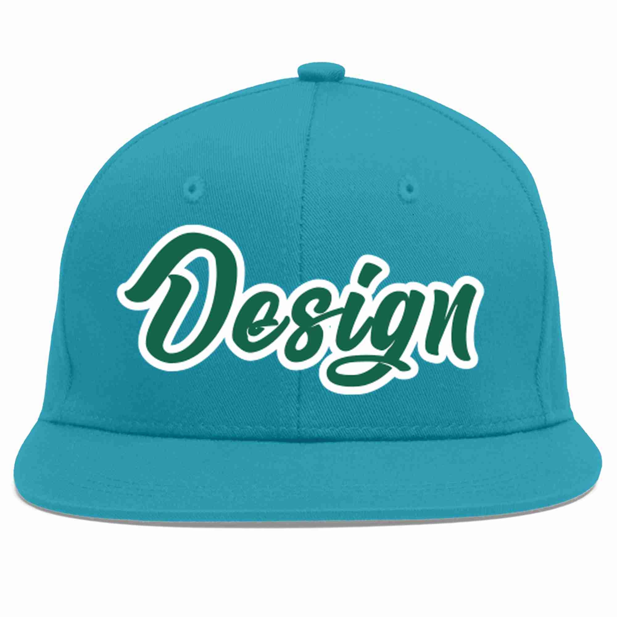 Casquette de baseball personnalisée Aqua Kelly vert-blanc avec avant-toit plat pour hommes/femmes/jeunes