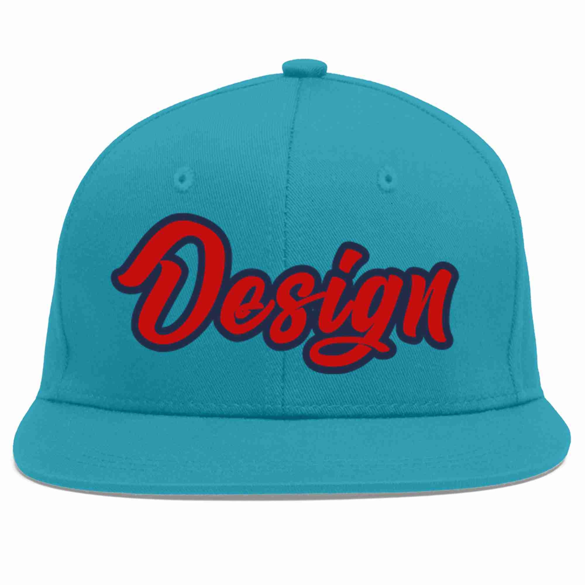 Casquette de baseball personnalisée Aqua Red-Navy Flat Eaves Sport pour hommes/femmes/jeunes