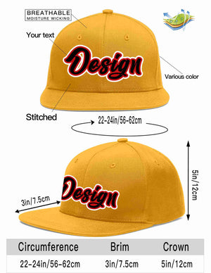 Custom Gold Black-Red Flat Eaves Sport Baseball Cap Design for Men/Women/Youth