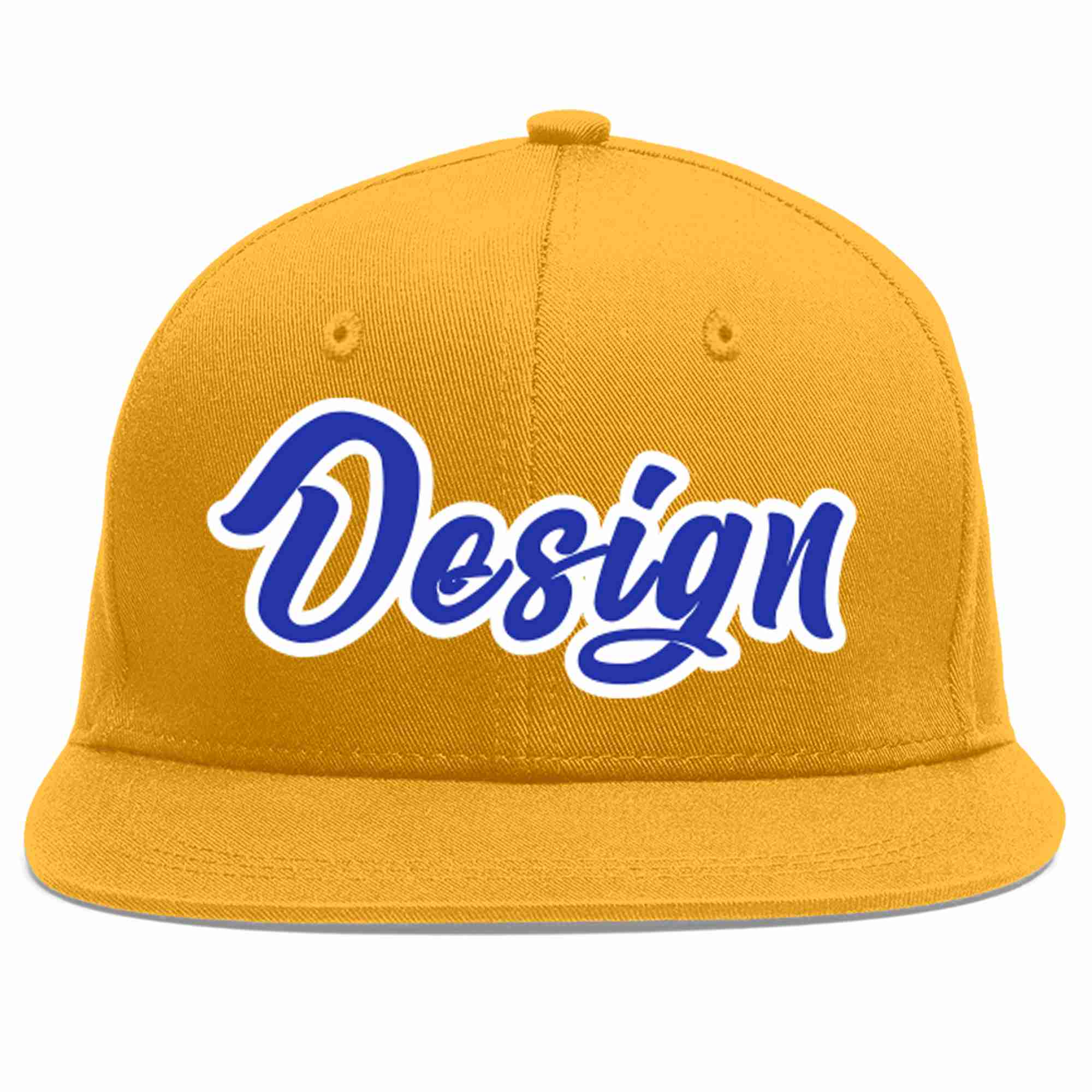 Conception personnalisée de casquette de baseball de sport à avant-toit plat blanc royal doré pour hommes/femmes/jeunes