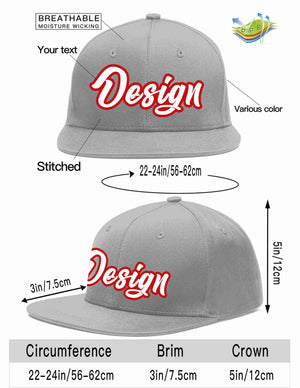 Conception personnalisée de casquette de baseball de sport à avant-toit plat gris blanc-rouge pour hommes/femmes/jeunes