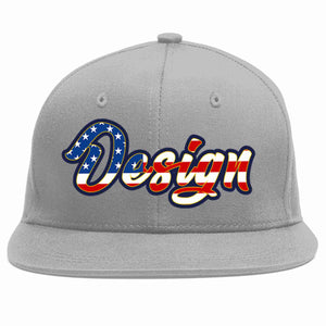 Custom Gray Vintage USA Flag-Gold Flat Eaves Sport Baseball Cap Design for Men/Women/Youth