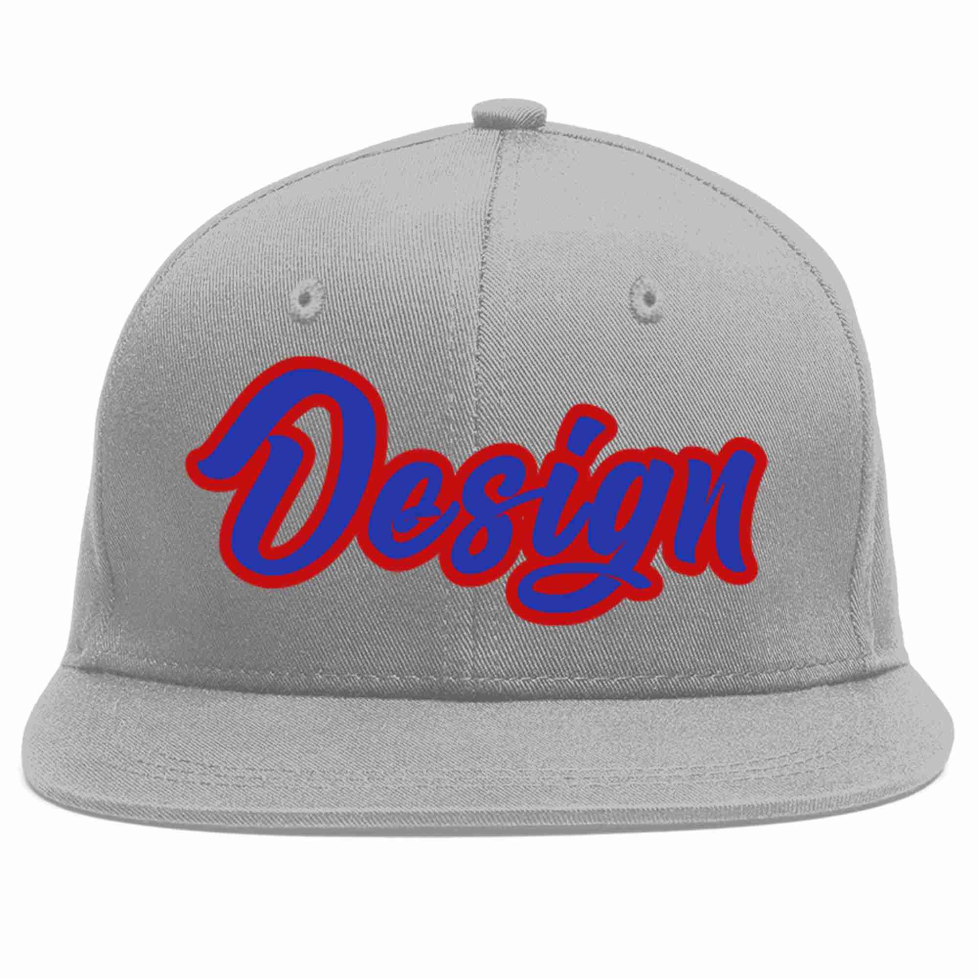 Custom Gray Royal-Red Flat Eaves Sport Baseball Cap Design for Men/Women/Youth