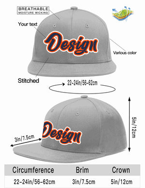 Conception personnalisée de casquette de baseball de sport à avant-toit plat gris marine-orange pour hommes/femmes/jeunes