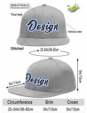 Custom Gray Navy-White Flat Eaves Sport Baseball Cap Design for Men/Women/Youth