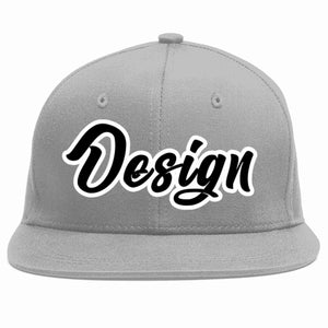 Custom Gray Black-White Flat Eaves Sport Baseball Cap Design for Men/Women/Youth