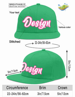 Custom Teal White-Pink Flat Eaves Sport Baseball Cap