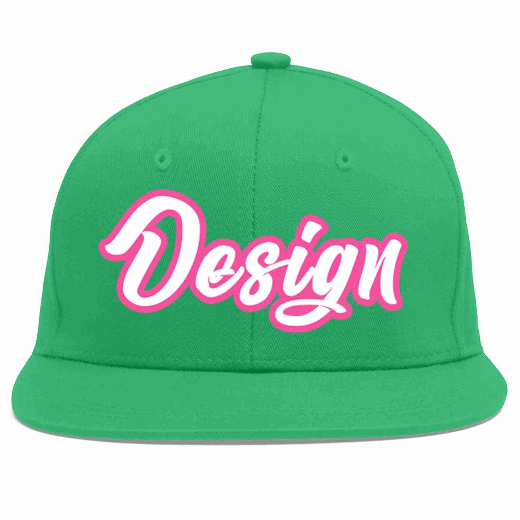 Custom Teal White-Pink Flat Eaves Sport Baseball Cap