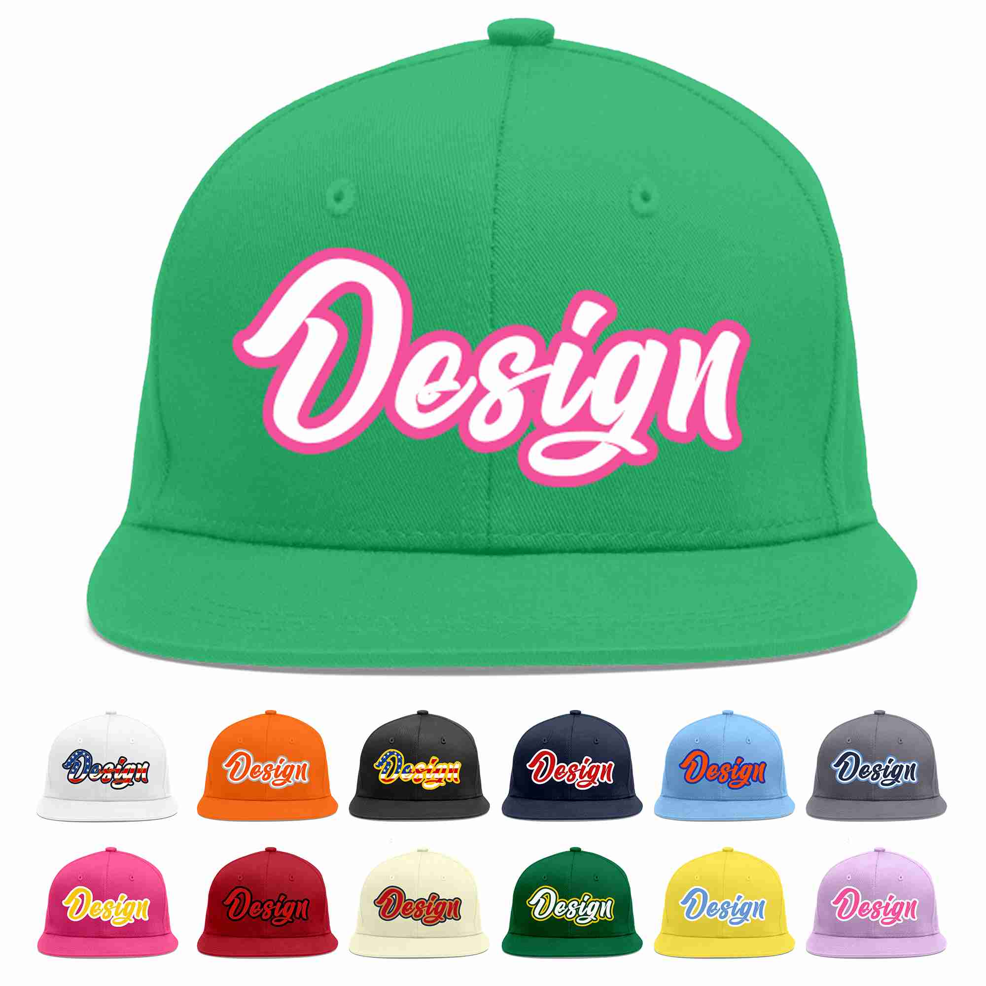 Custom Teal White-Pink Flat Eaves Sport Baseball Cap