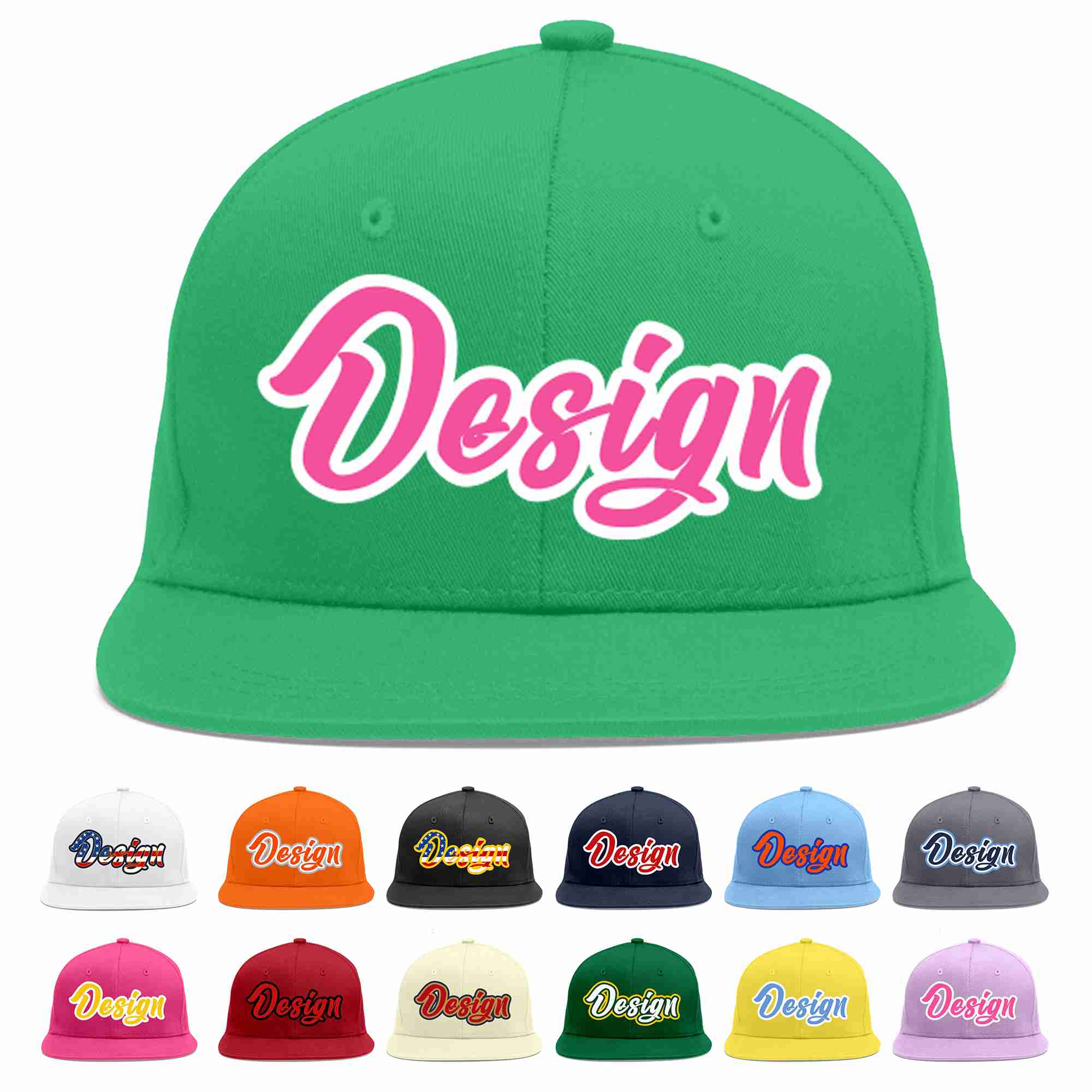 Custom Teal Pink-White Flat Eaves Sport Baseball Cap