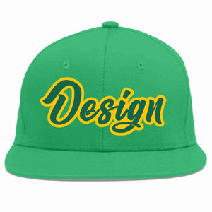 Casquette de baseball personnalisée Kelly Green-Gold Flat Eaves Sport