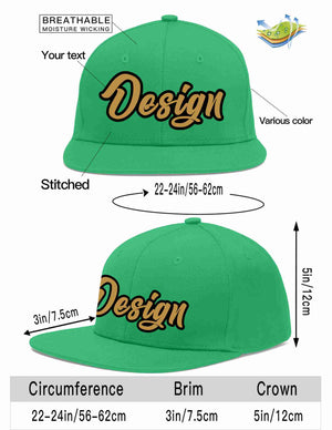 Custom Teal Old Gold-Black Flat Eaves Sport Baseball Cap