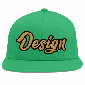 Custom Teal Old Gold-Black Flat Eaves Sport Baseball Cap