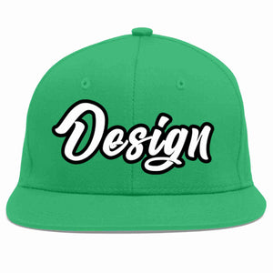 Custom Teal White-Black Flat Eaves Sport Baseball Cap