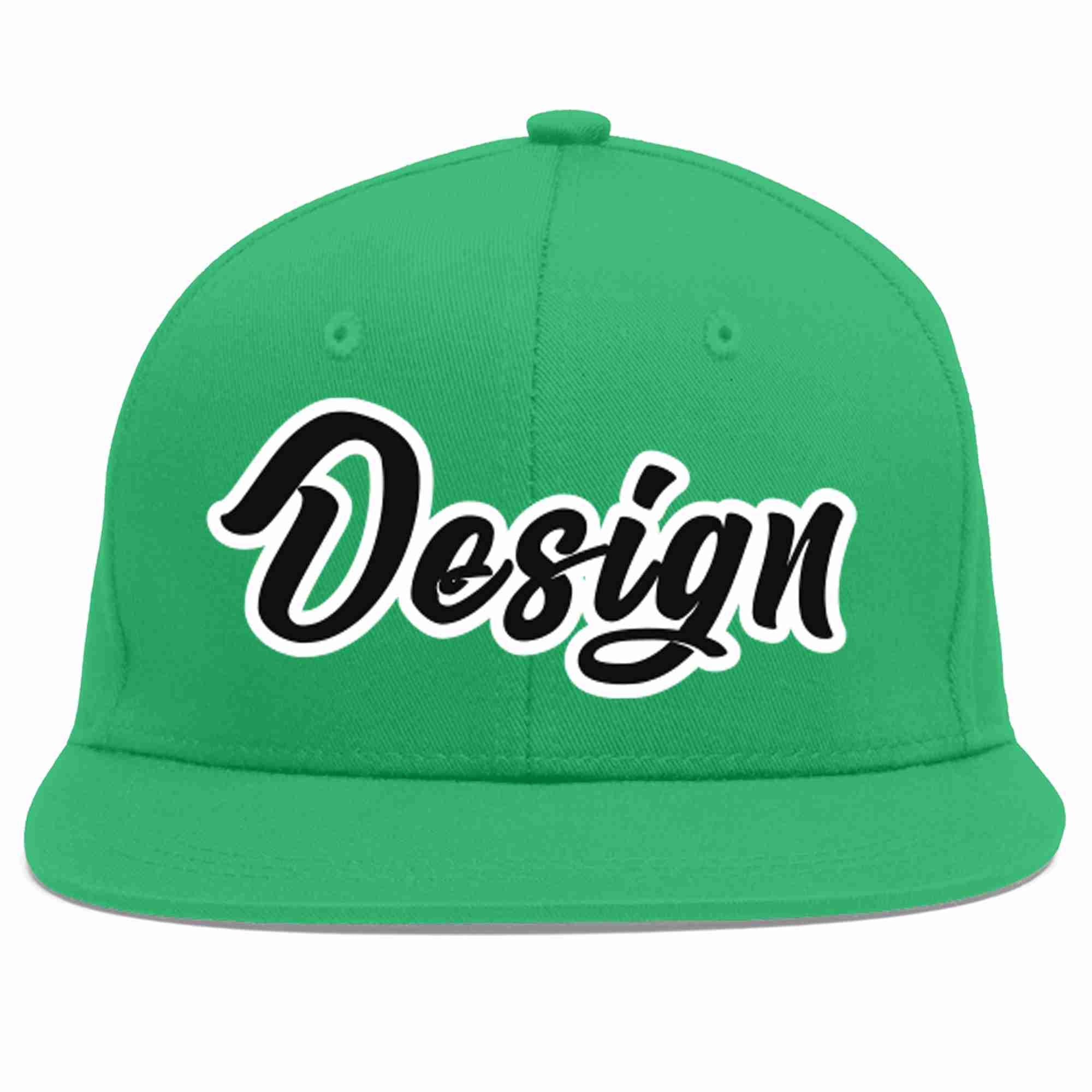 Custom Teal Black-White Flat Eaves Sport Baseball Cap