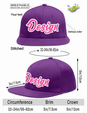 Custom Purple Pink-White Flat Eaves Sport Baseball Cap Design for Men/Women/Youth