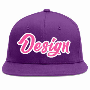 Custom Purple Pink-White Flat Eaves Sport Baseball Cap Design for Men/Women/Youth