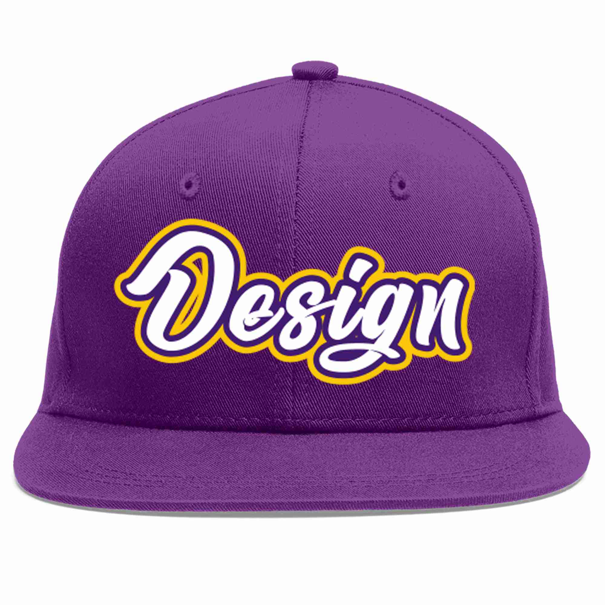 Conception personnalisée de casquette de baseball de sport à avant-toit plat violet blanc-violet pour hommes/femmes/jeunes