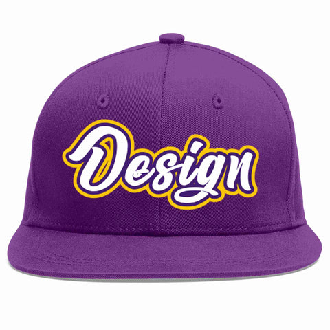 Custom Purple White-purple Flat Eaves Sport Baseball Cap Design for Men/Women/Youth