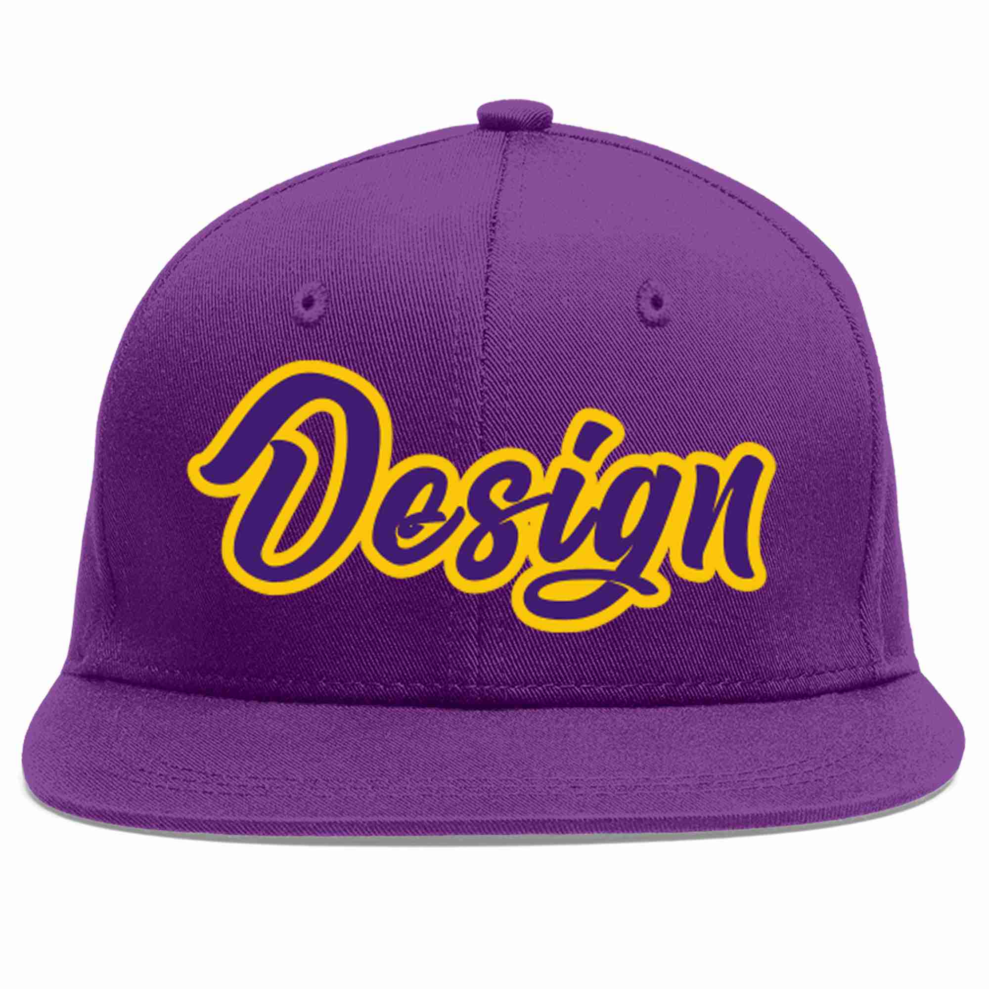 Conception personnalisée de casquette de baseball de sport à avant-toit plat violet violet-or pour hommes/femmes/jeunes