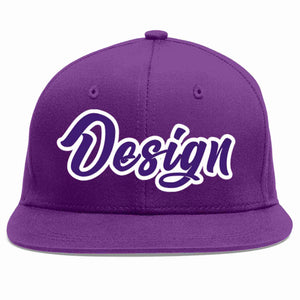 Conception personnalisée de casquette de baseball de sport à avant-toit plat violet violet-blanc pour hommes/femmes/jeunes