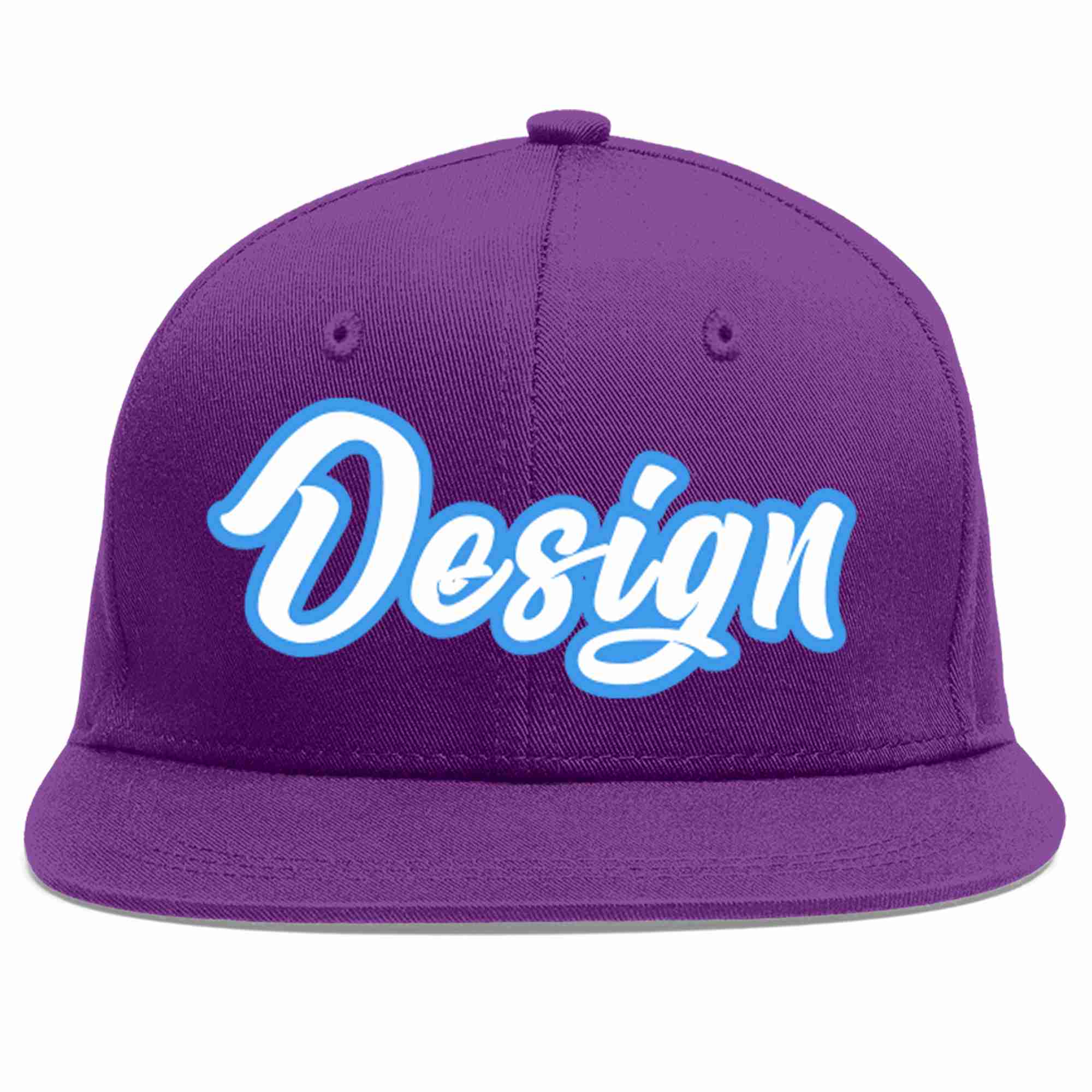 Conception personnalisée de casquette de baseball de sport à avant-toit plat violet blanc-bleu poudré pour hommes/femmes/jeunes