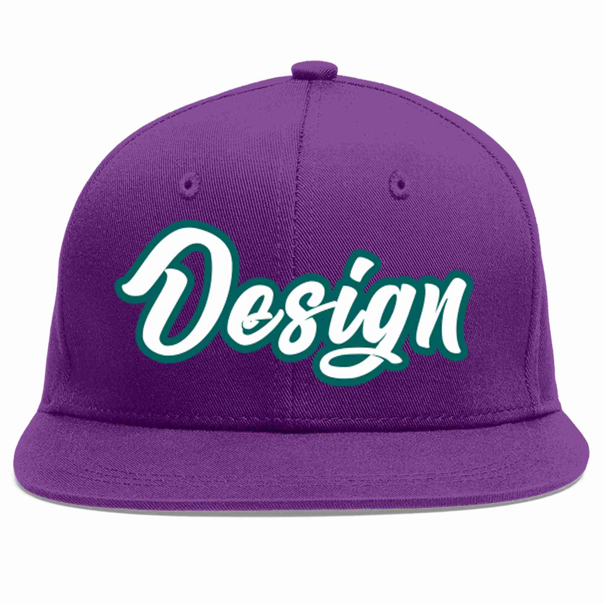 Conception personnalisée de casquette de baseball de sport à Eaves plates violet blanc-aqua pour hommes/femmes/jeunes