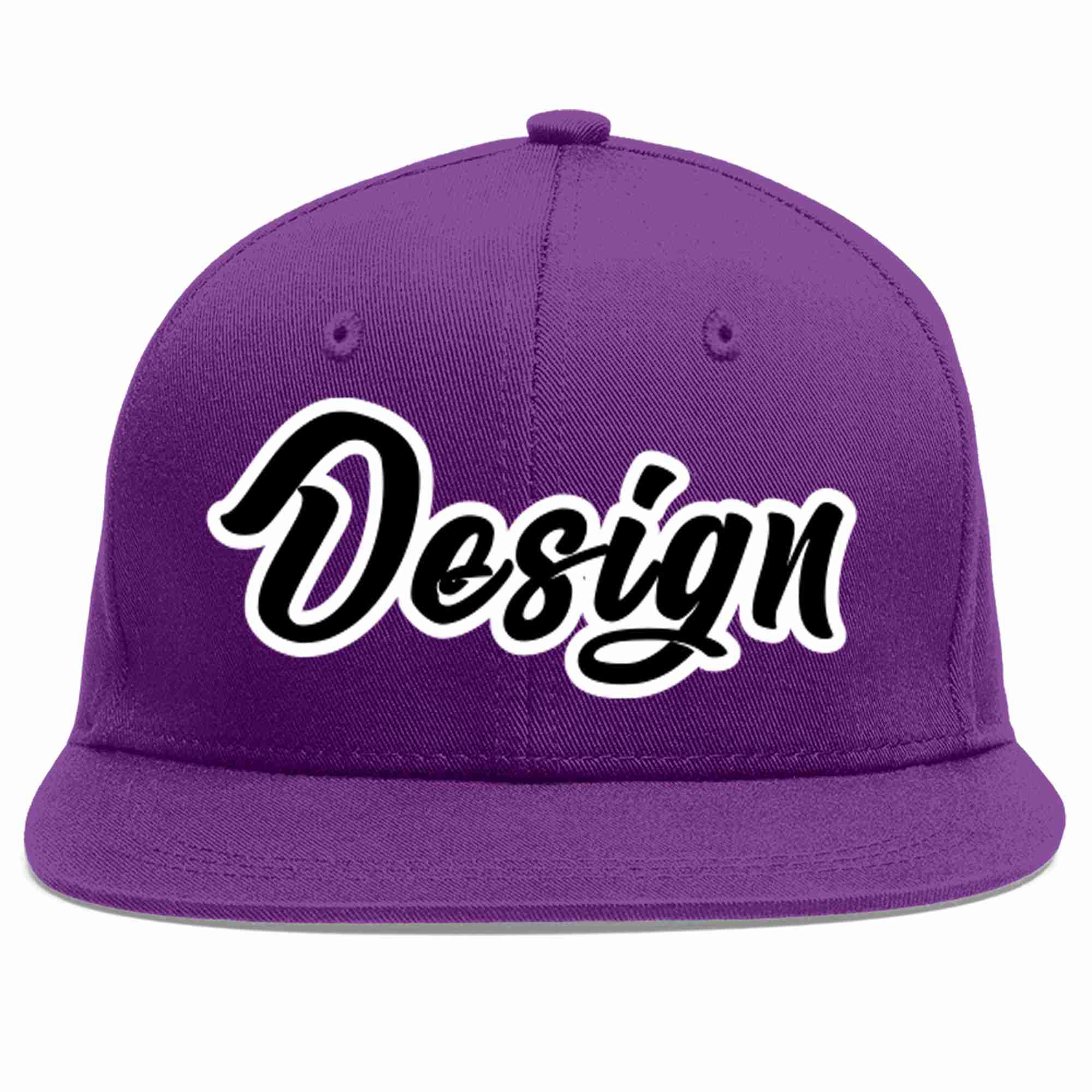 Conception personnalisée de casquette de baseball de sport à avant-toit plat violet noir-blanc pour hommes/femmes/jeunes