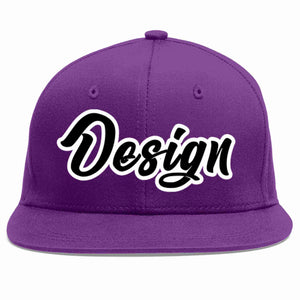 Custom Purple Black-White Flat Eaves Sport Baseball Cap Design for Men/Women/Youth