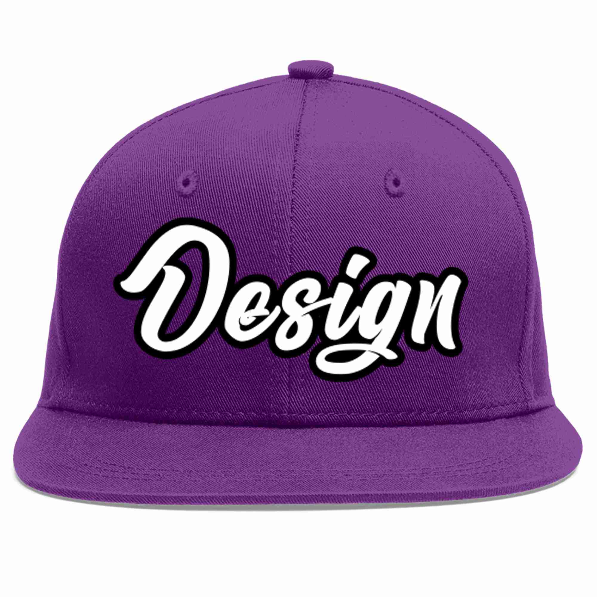 Conception personnalisée de casquette de baseball de sport à avant-toit plat violet blanc-noir pour hommes/femmes/jeunes