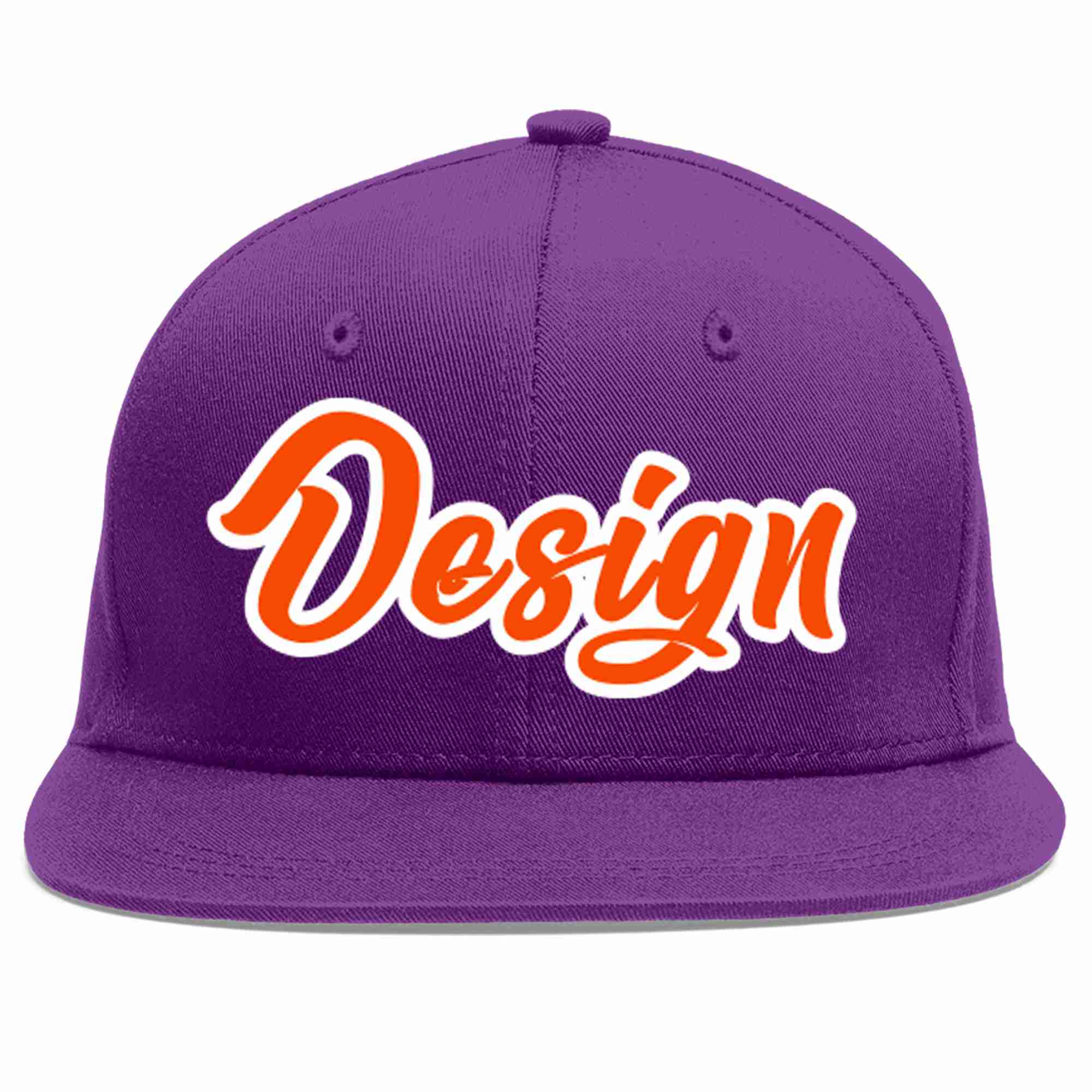 Conception personnalisée de casquette de baseball de sport à avant-toit plat violet orange-blanc pour hommes/femmes/jeunes