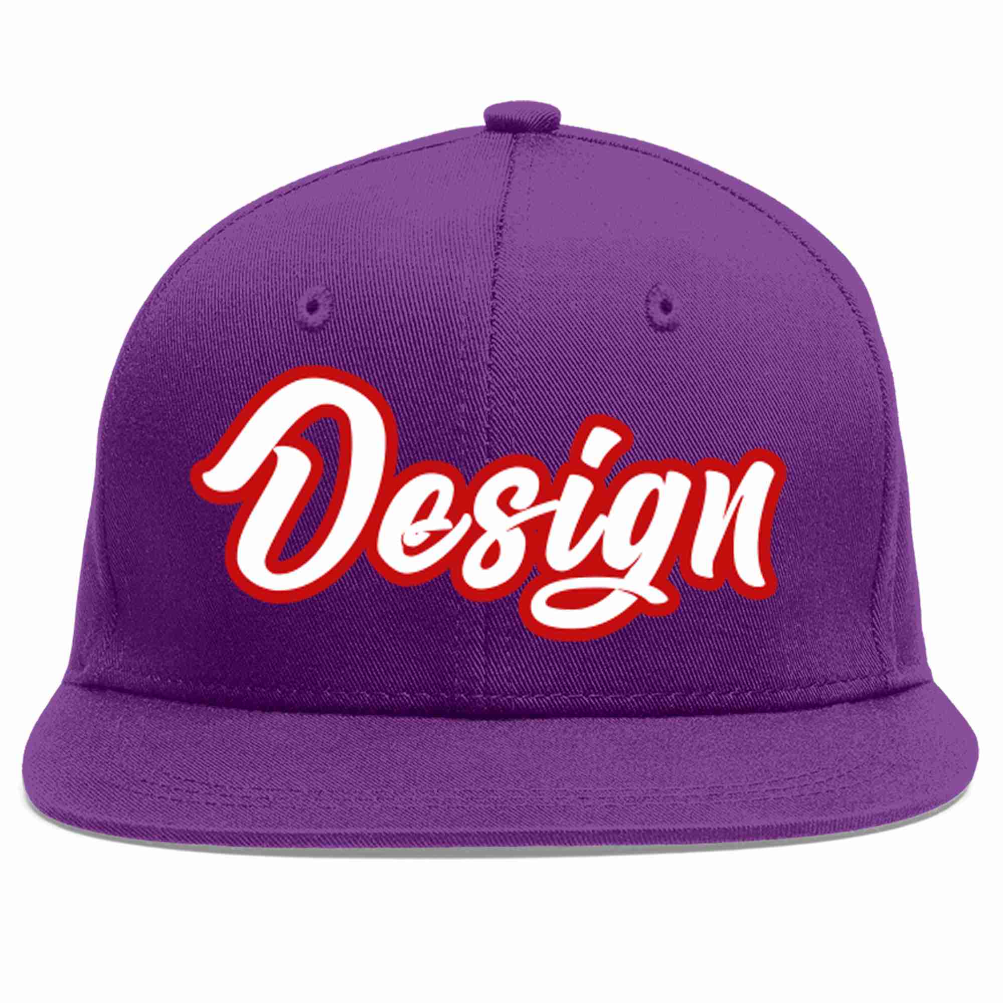 Conception personnalisée de casquette de baseball de sport à avant-toit plat violet blanc-rouge pour hommes/femmes/jeunes