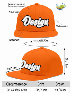 Conception personnalisée de casquette de baseball de sport à avant-toit plat orange blanc-gris pour hommes/femmes/jeunes