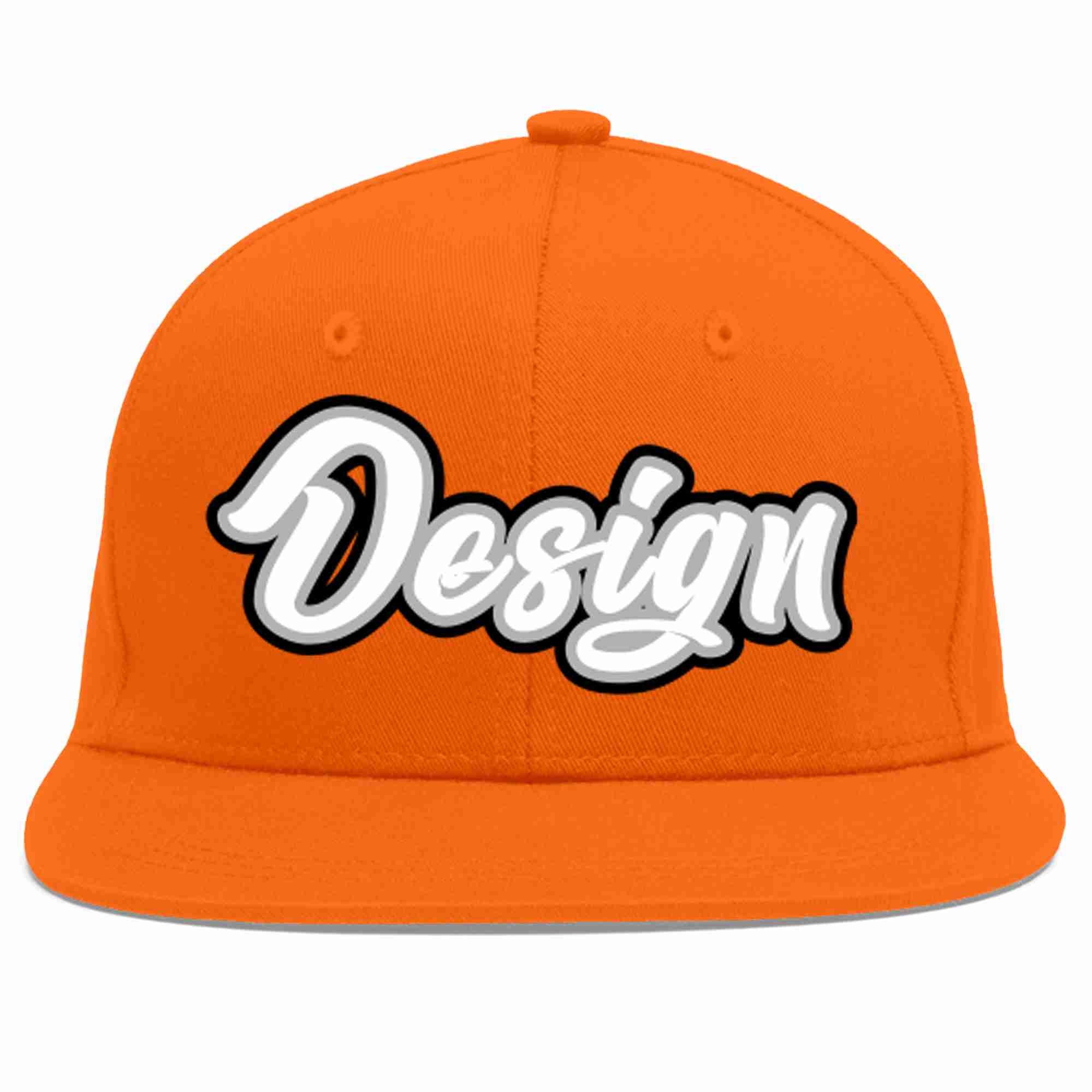 Custom Orange White-Gray Flat Eaves Sport Baseball Cap Design for Men/Women/Youth