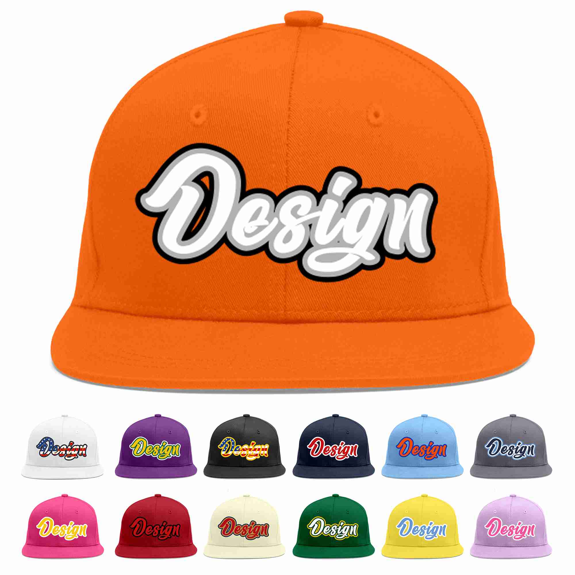 Custom Orange White-Gray Flat Eaves Sport Baseball Cap Design for Men/Women/Youth