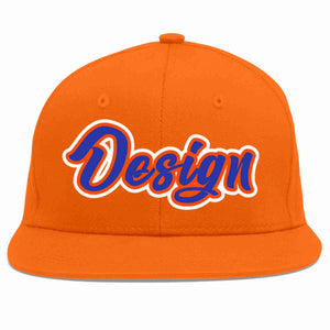 Conception personnalisée de casquette de baseball de sport à avant-toit plat orange royal-orange pour hommes/femmes/jeunes