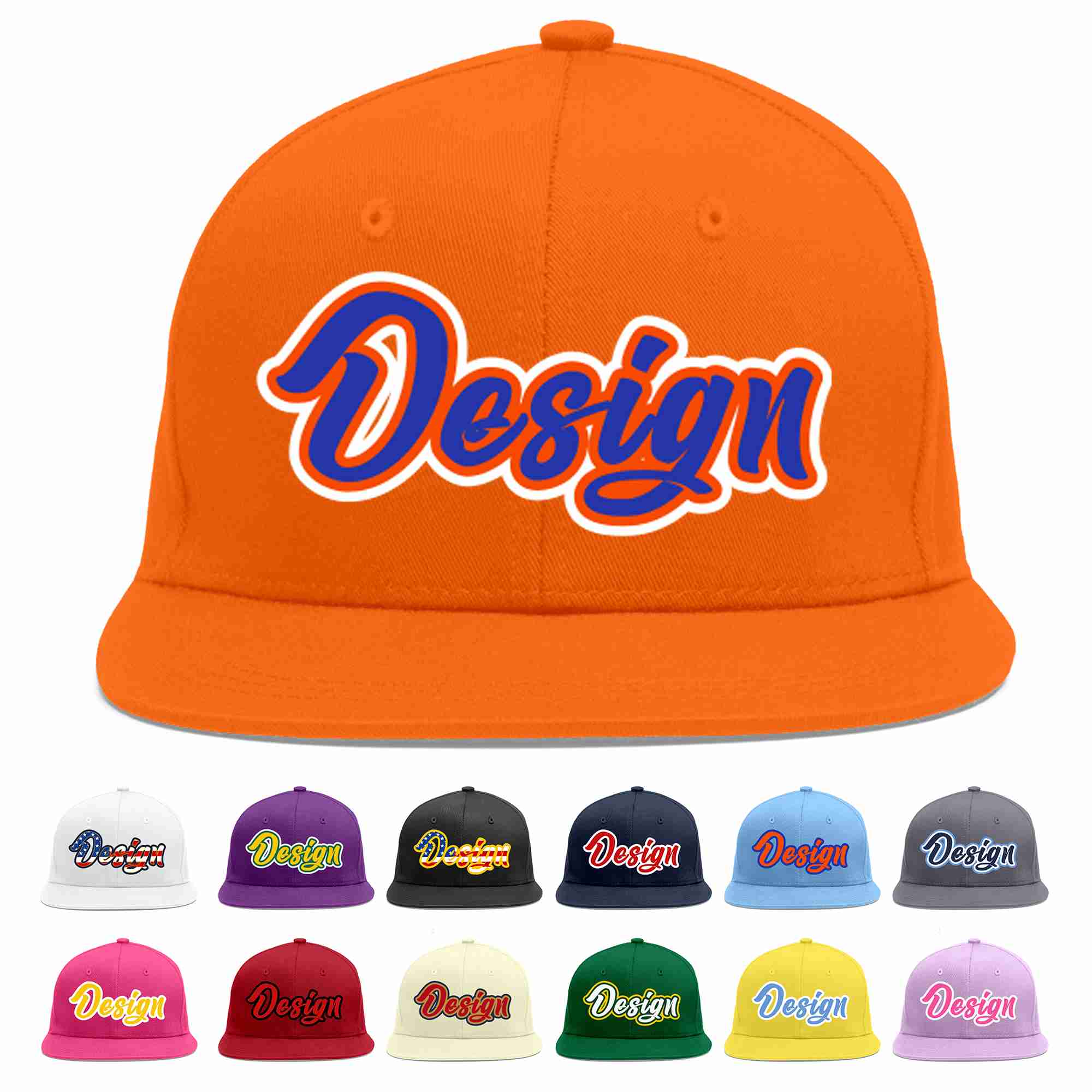 Custom Orange Royal-Orange Flat Eaves Sport Baseball Cap Design for Men/Women/Youth