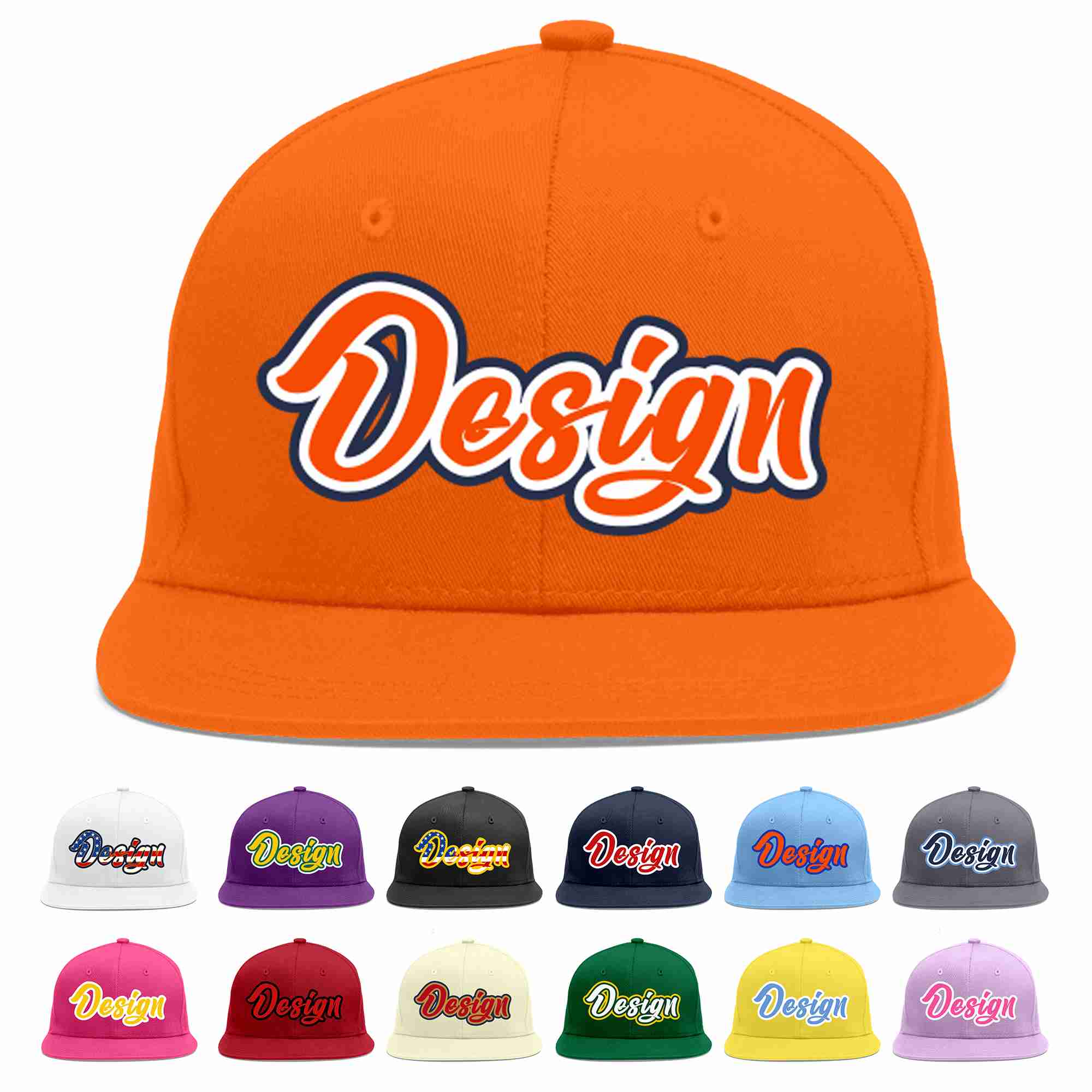 Custom Orange Orange-White Flat Eaves Sport Baseball Cap Design for Men/Women/Youth