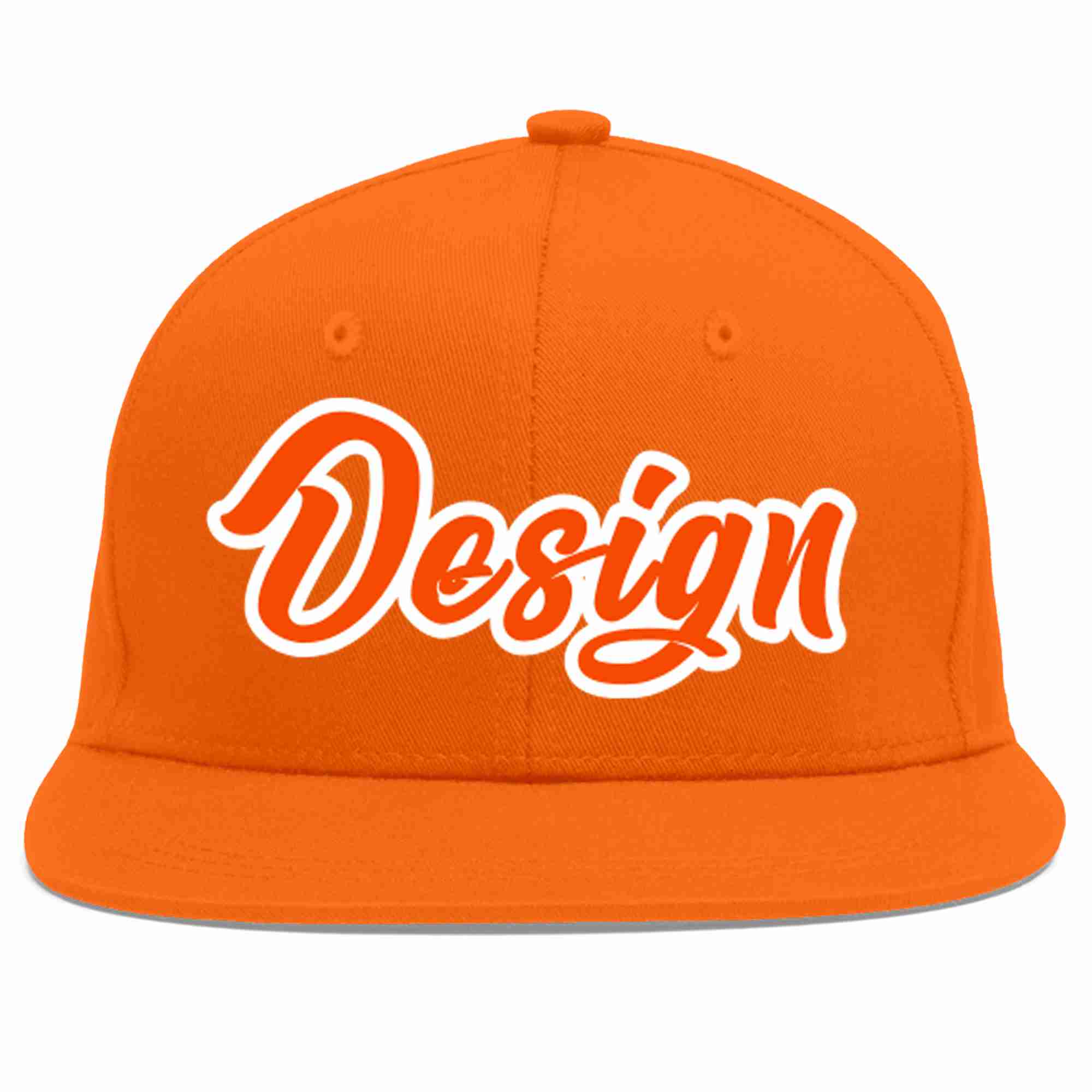 Custom Orange Orange-White Flat Eaves Sport Baseball Cap Design for Men/Women/Youth