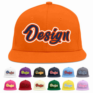 Conception personnalisée de casquette de baseball de sport à avant-toit plat orange marine-orange pour hommes/femmes/jeunes