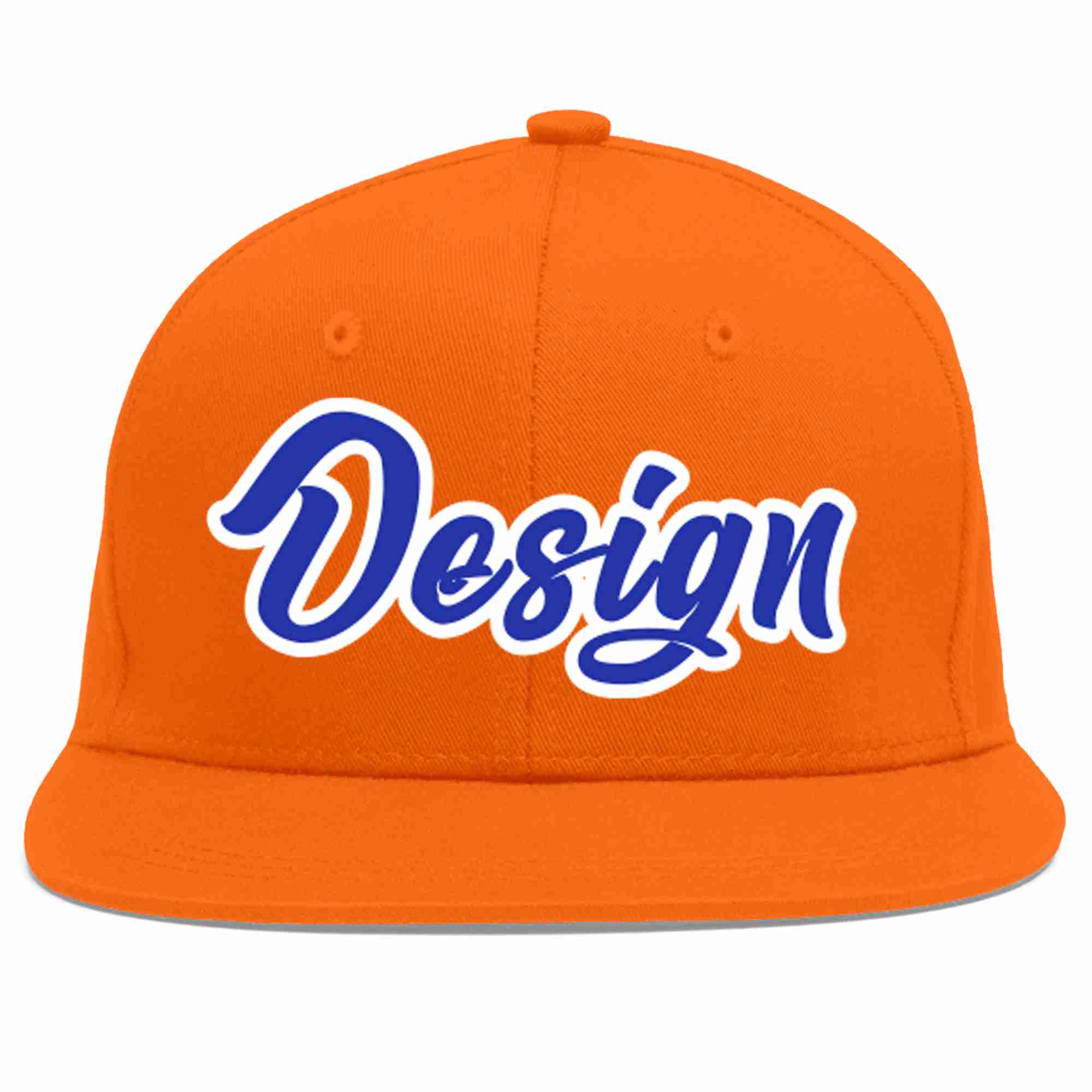 Custom Orange Royal-White Flat Eaves Sport Baseball Cap Design for Men/Women/Youth