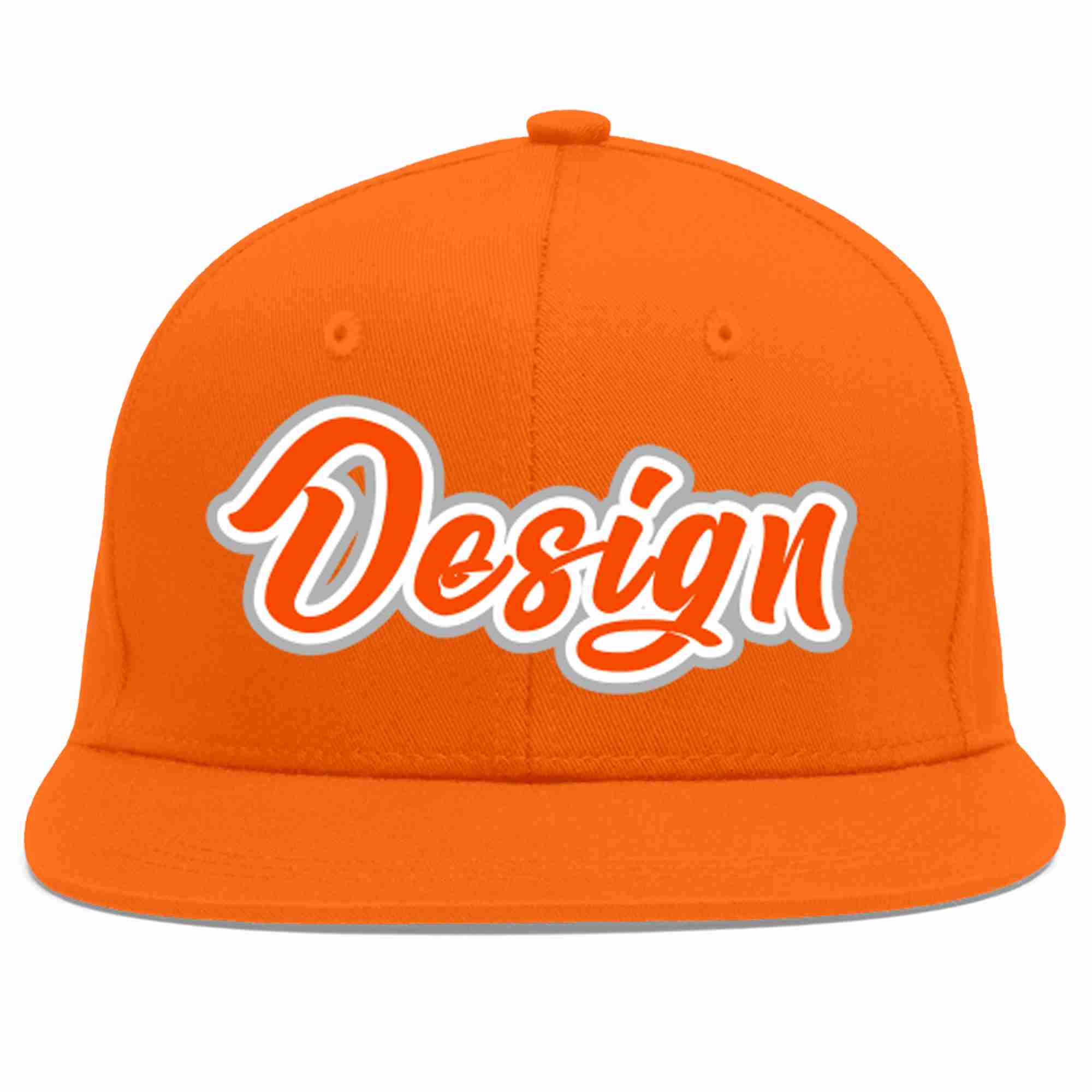 Custom Orange Orange-White Flat Eaves Sport Baseball Cap Design for Men/Women/Youth