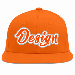 Conception personnalisée de casquette de baseball de sport à avant-toit plat orange orange-blanc pour hommes/femmes/jeunes