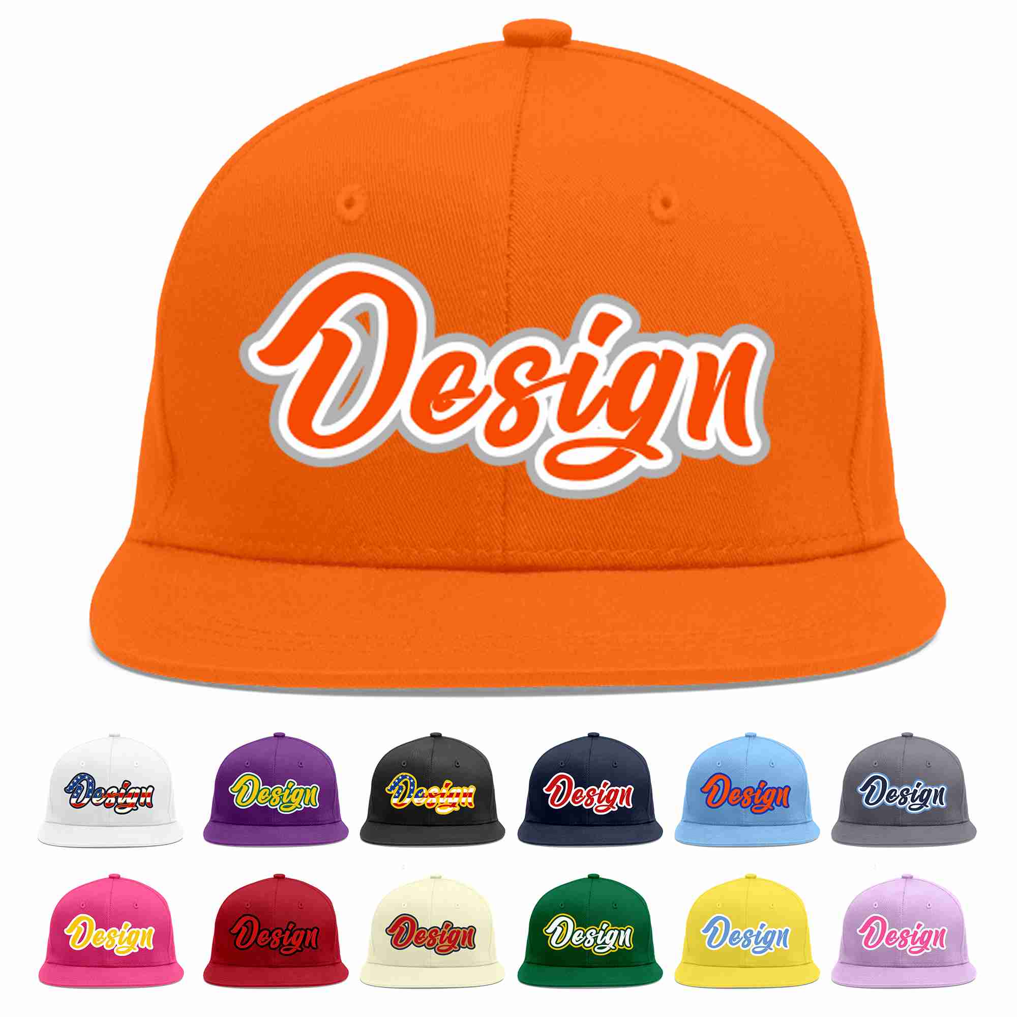 Custom Orange Orange-White Flat Eaves Sport Baseball Cap Design for Men/Women/Youth