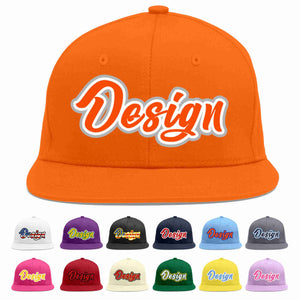 Conception personnalisée de casquette de baseball de sport à avant-toit plat orange orange-blanc pour hommes/femmes/jeunes