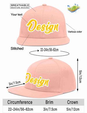 Custom Pink Gold-White Flat Eaves Sport Baseball Cap Design for Men/Women/Youth