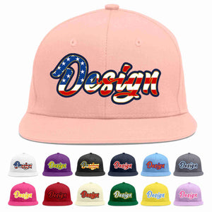 Custom Pink Vintage USA Flag-Gold Flat Eaves Sport Baseball Cap Design for Men/Women/Youth