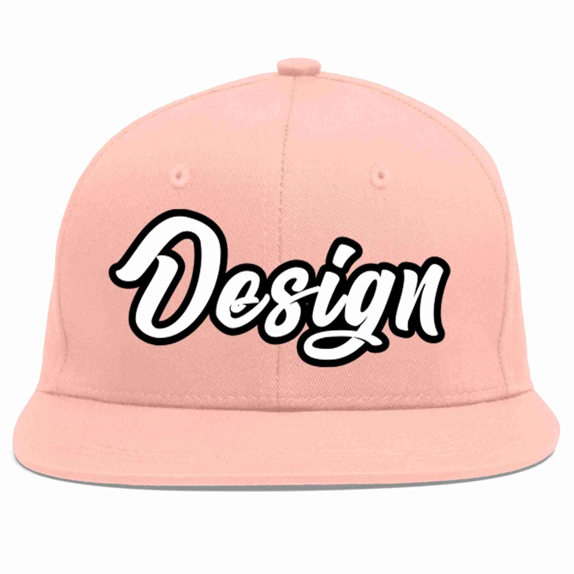 Custom Pink White-Black Flat Eaves Sport Baseball Cap Design for Men/Women/Youth