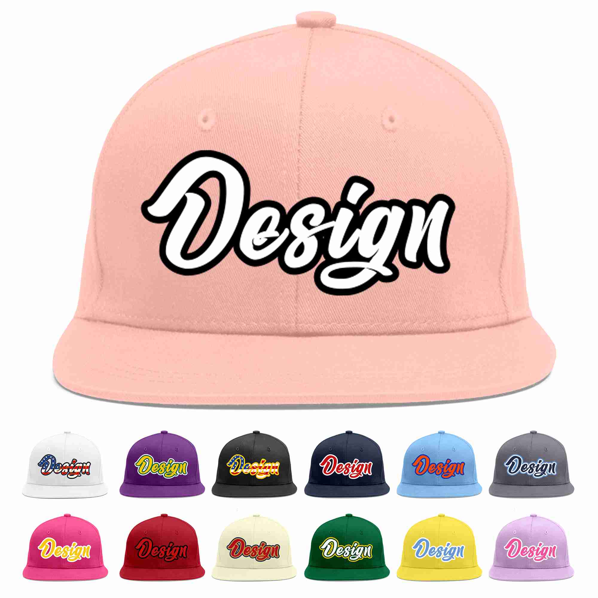 Custom Pink White-Black Flat Eaves Sport Baseball Cap Design for Men/Women/Youth